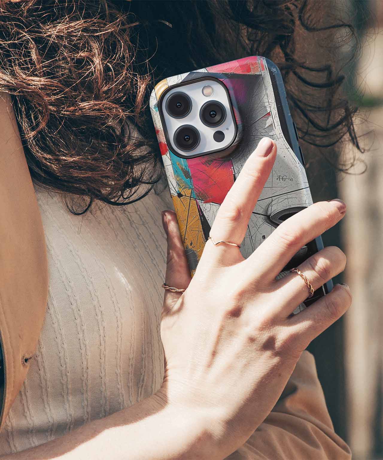 Vibrant Abstract Portrait of a Stranger iPhone case Case Cazify - Delivery Canada