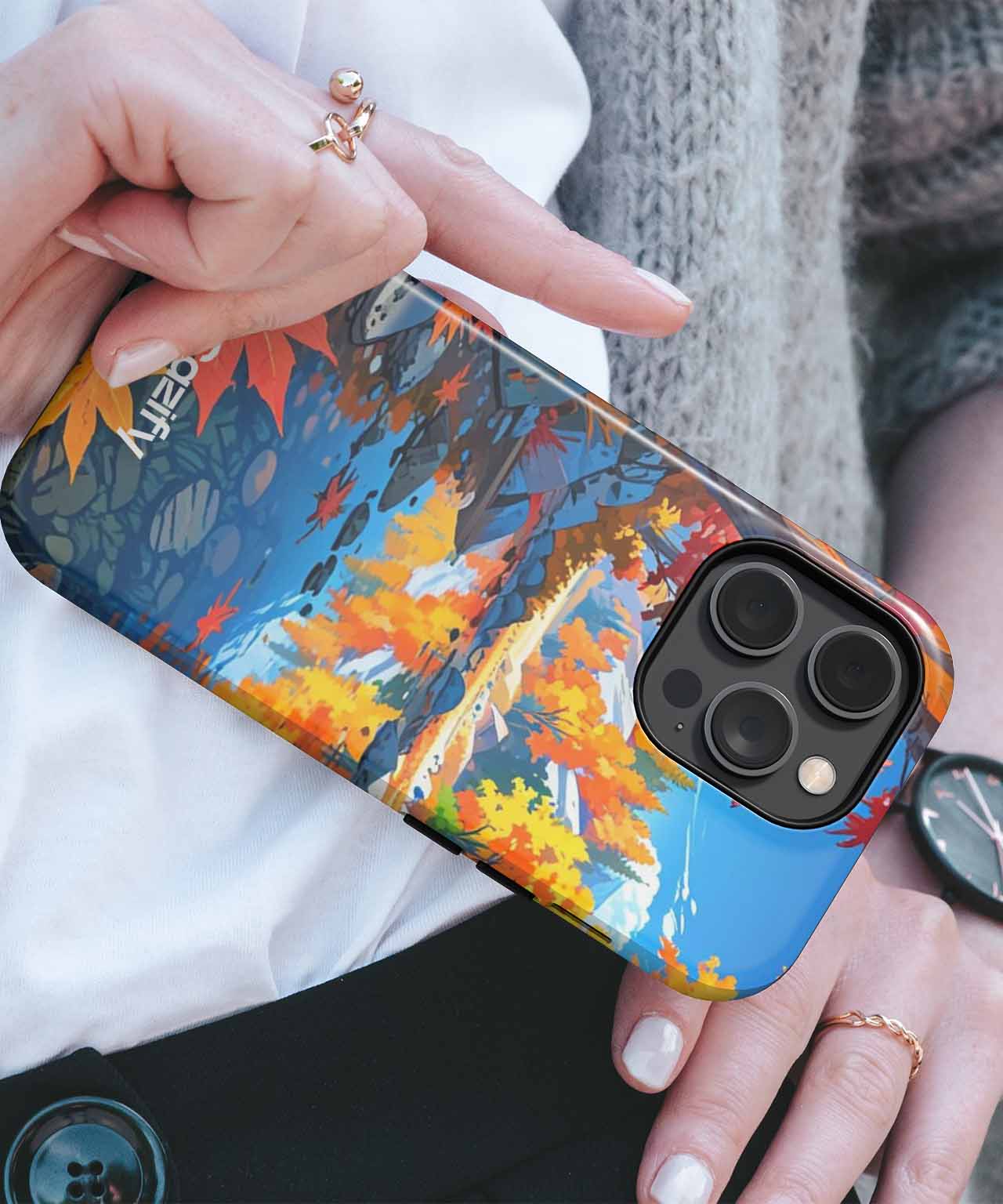Vibrant Autumn Leaves Reflecting in Water iPhone case Case Cazify - Delivery Canada