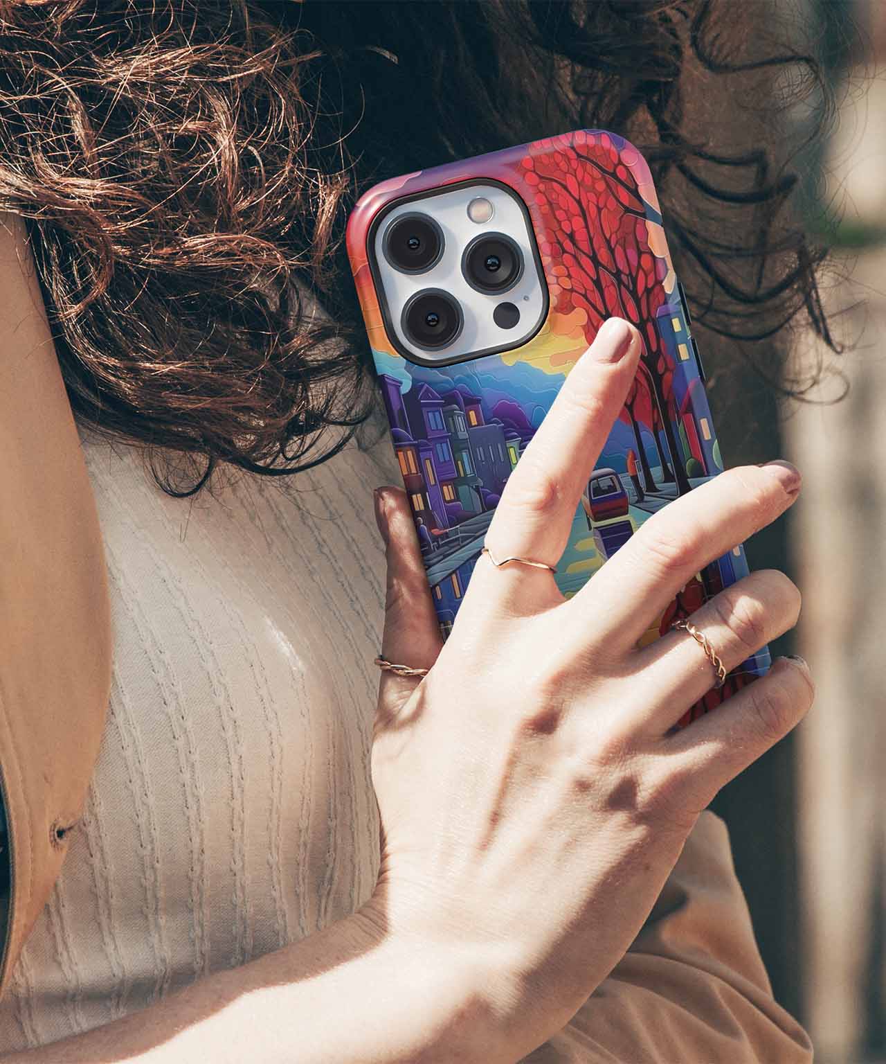 Vibrant Autumn Sunset Over the City iPhone case Case Cazify - Delivery Canada