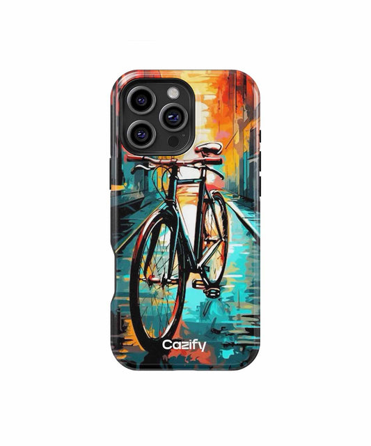 Vibrant Bicycle Journey on Colorful Streets iPhone case Case Cazify - Delivery Canada
