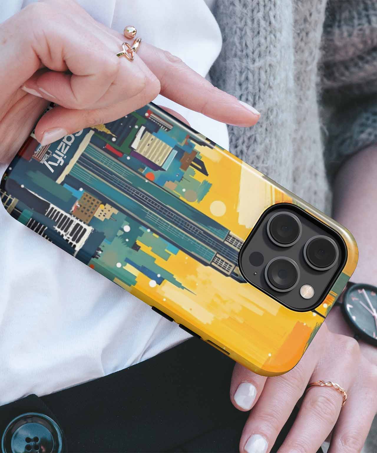 Vibrant City Sunset Dreams iPhone case Case Cazify - Delivery Canada