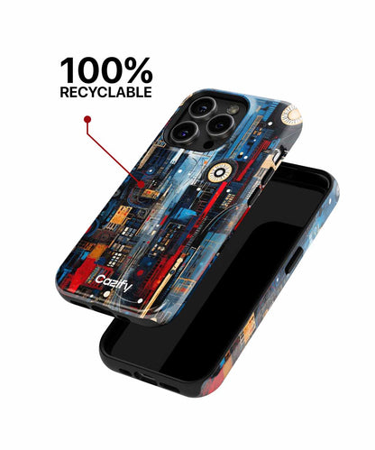 Vibrant Cityscape with Cosmic Whimsy iPhone case Case Cazify - Delivery Canada