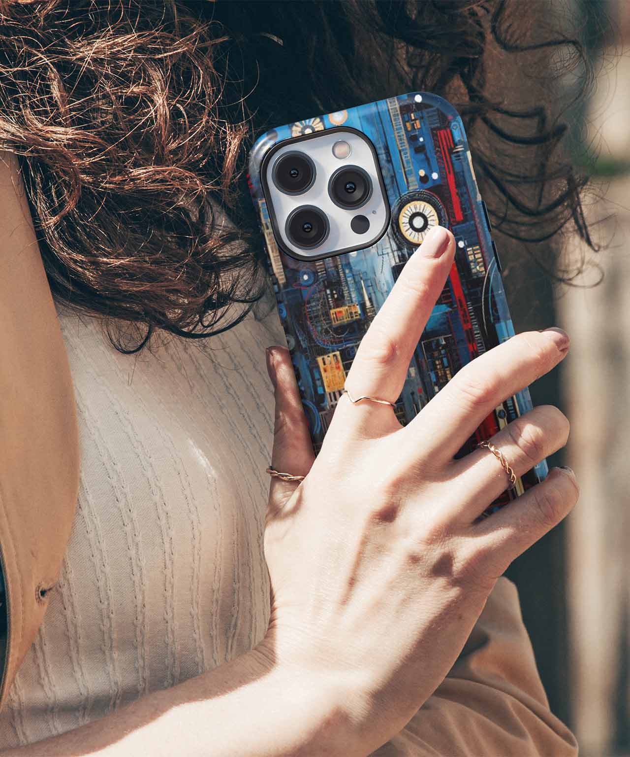 Vibrant Cityscape with Cosmic Whimsy iPhone case Case Cazify - Delivery Canada