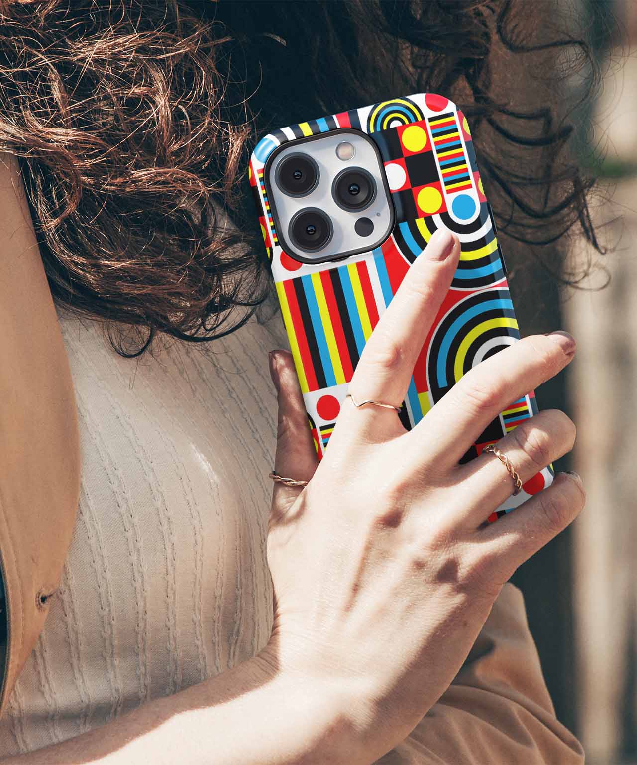 Vibrant Colorful Circles and Lines iPhone case Case Cazify - Delivery Canada