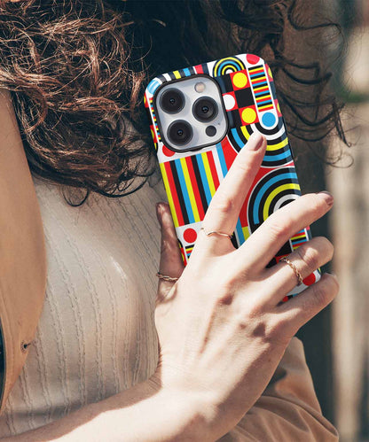 Vibrant Colorful Circles and Lines iPhone case Case Cazify - Delivery Canada