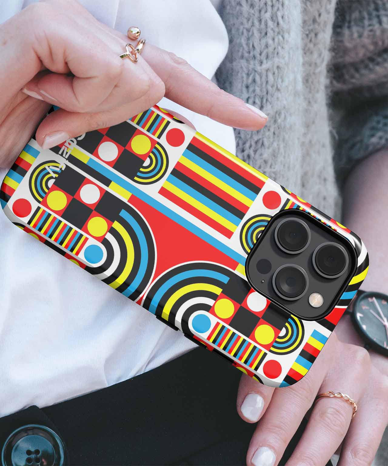Vibrant Colorful Circles and Lines iPhone case Case Cazify - Delivery Canada