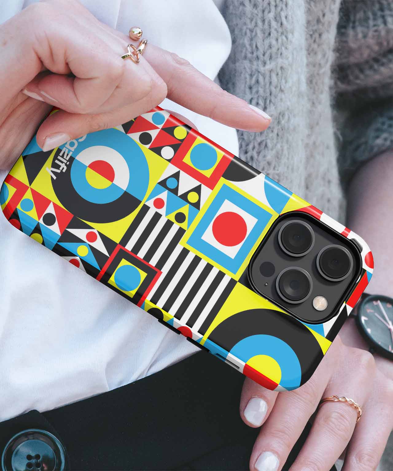 Vibrant Colorful Geometry Dance iPhone case Case Cazify - Delivery Canada