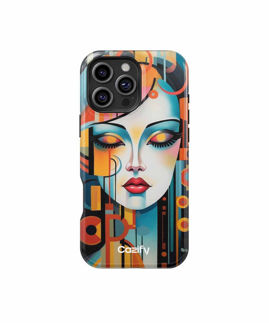 Vibrant Colorful Lady with Big Eyes iPhone case Case Cazify - Delivery Canada