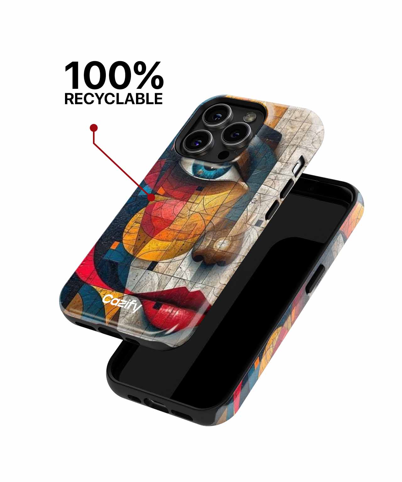 Vibrant Colorful Mosaic Face Art iPhone case Case Cazify - Delivery Canada