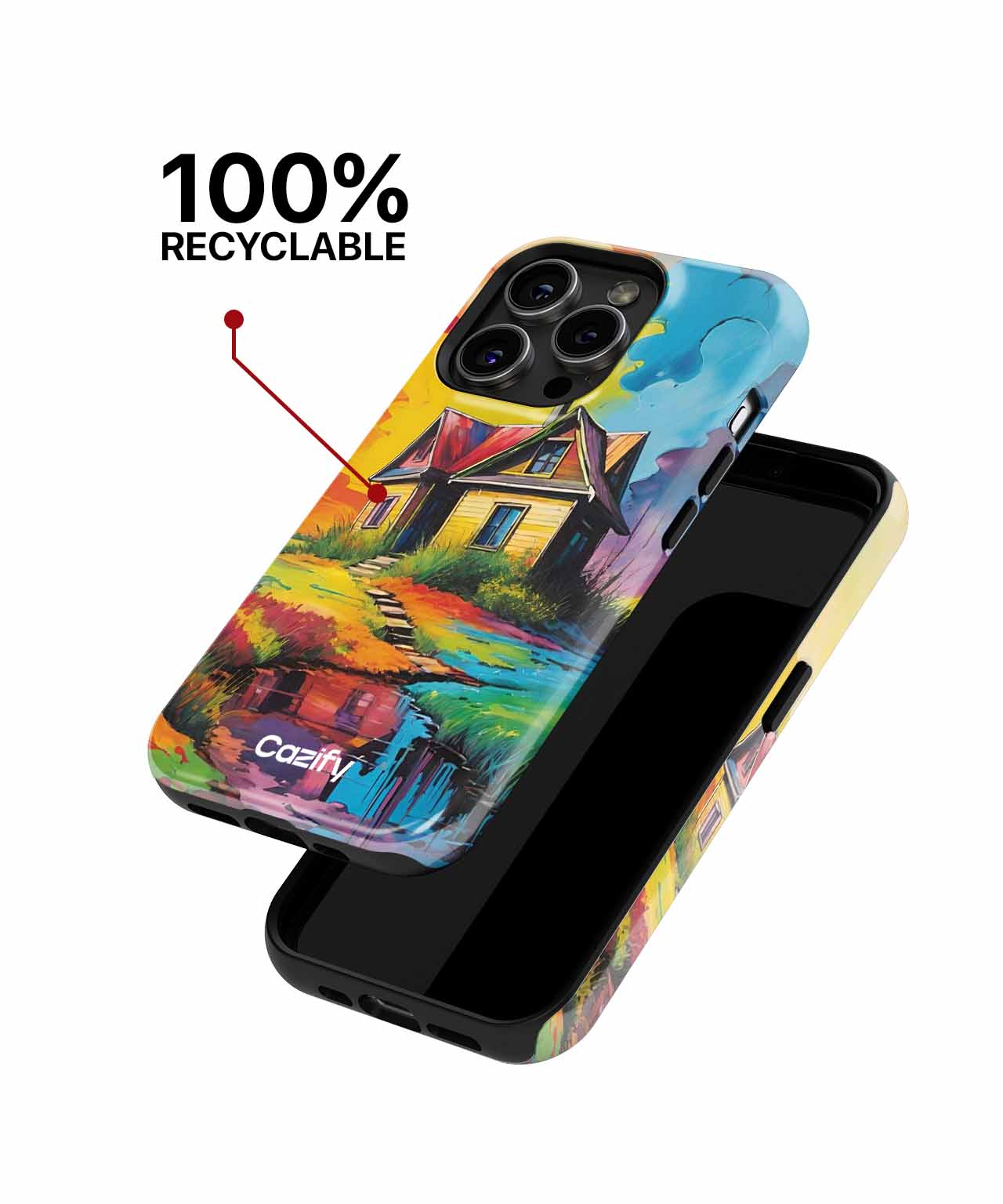 Vibrant Dreamy Cottage by the Stream iPhone case Case Cazify - Delivery Canada