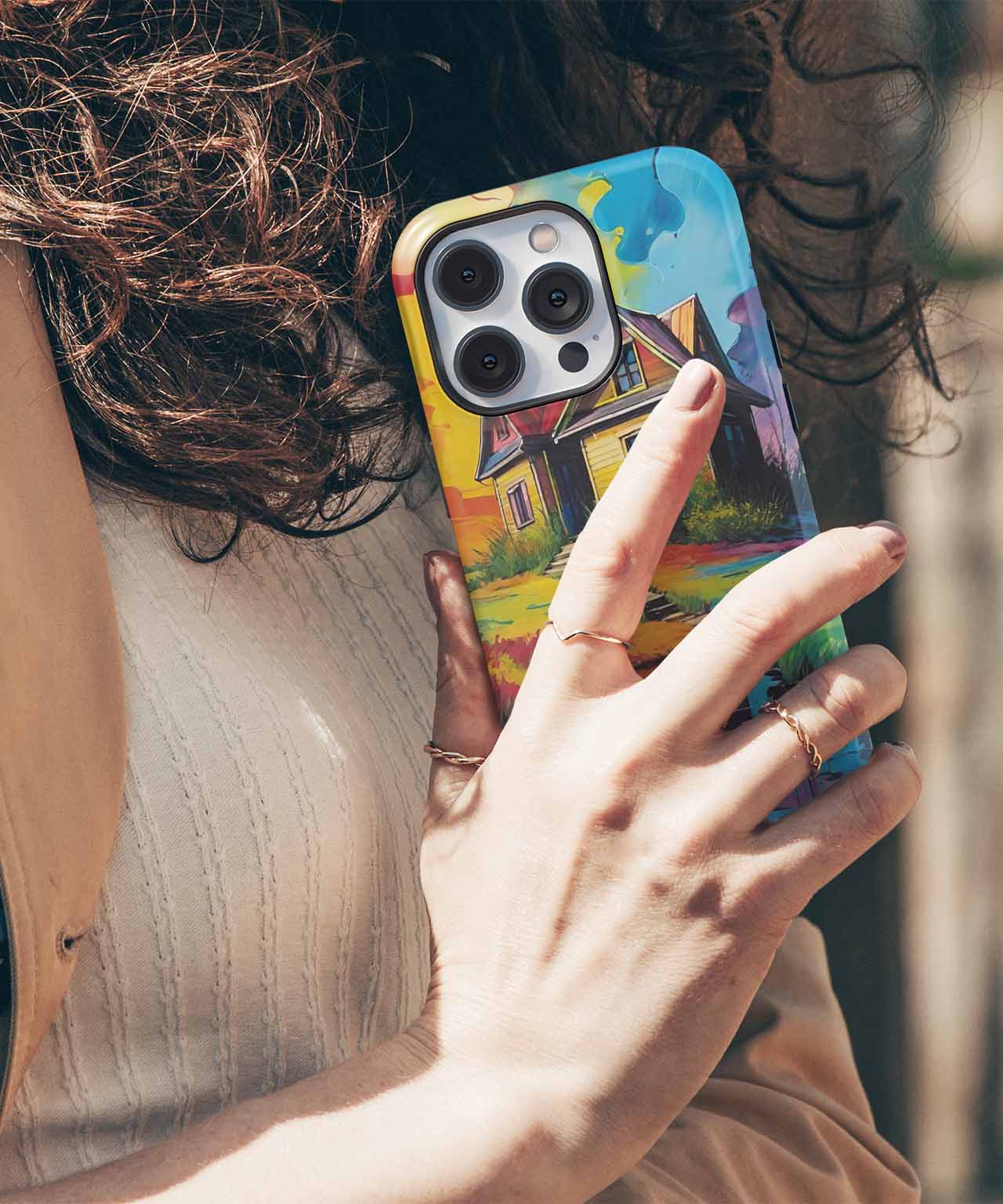 Vibrant Dreamy Cottage by the Stream iPhone case Case Cazify - Delivery Canada