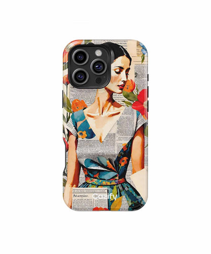 Vibrant Floral Elegance In A Vintage Paper Dress iPhone case Case Cazify - Delivery Canada