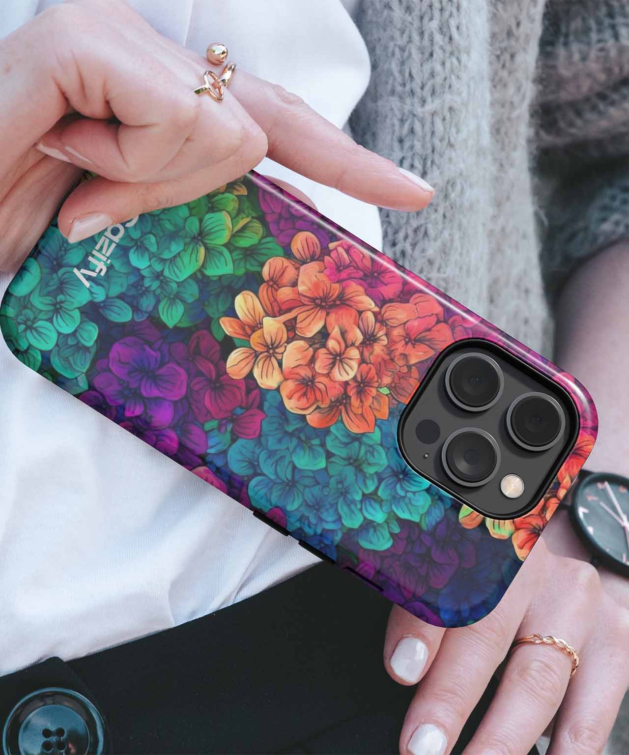 Vibrant floral explosion of colors iPhone case Case Cazify - Delivery Canada