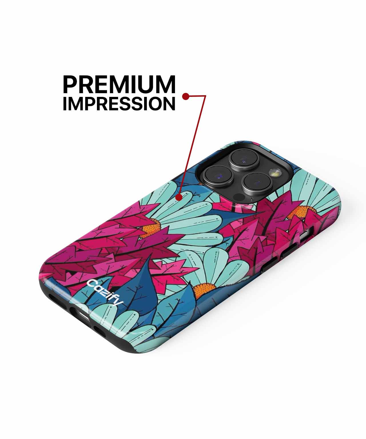 Vibrant Floral Explosion with Quirky Leaves iPhone case Case Cazify - Delivery Canada