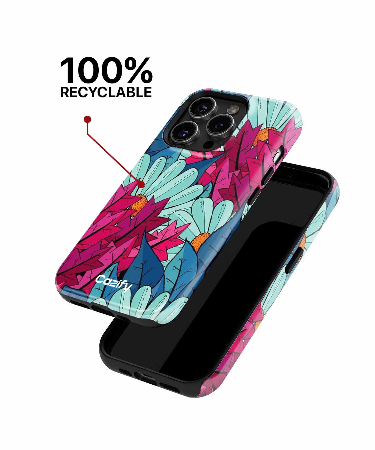 Vibrant Floral Explosion with Quirky Leaves iPhone case Case Cazify - Delivery Canada