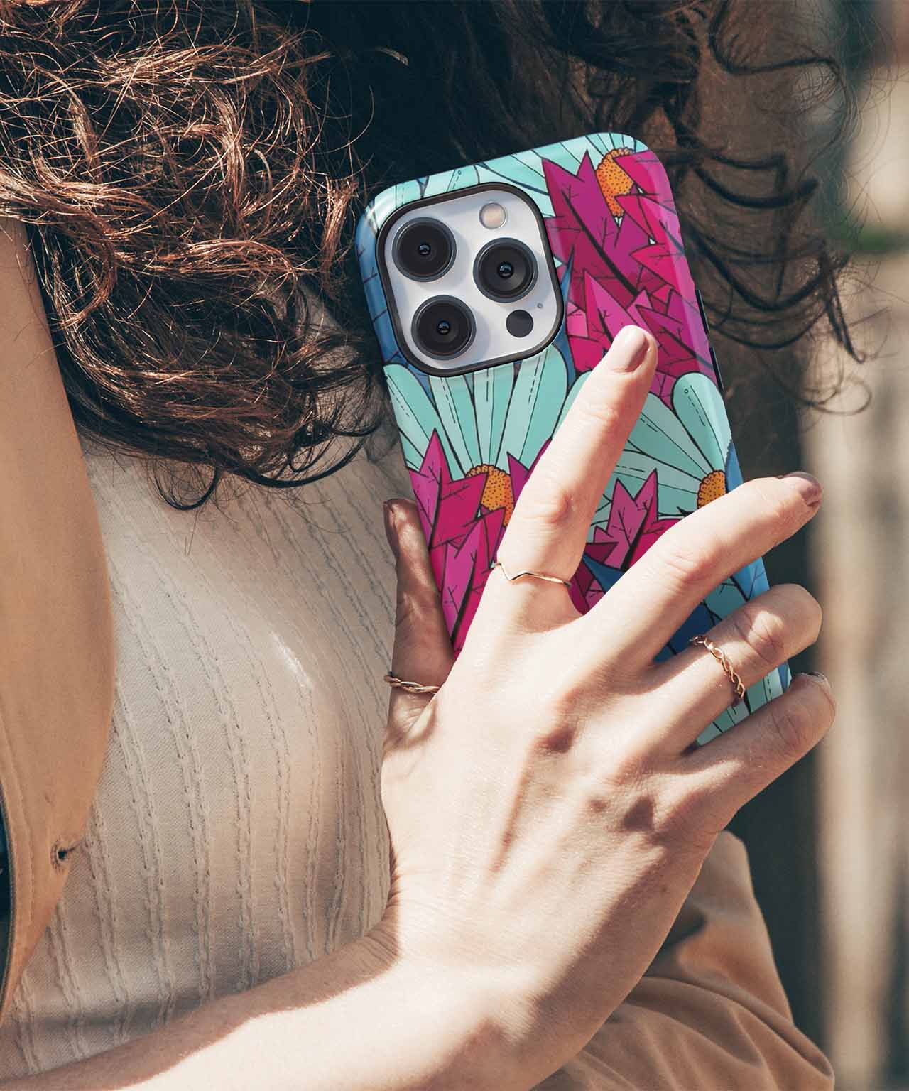 Vibrant Floral Explosion with Quirky Leaves iPhone case Case Cazify - Delivery Canada