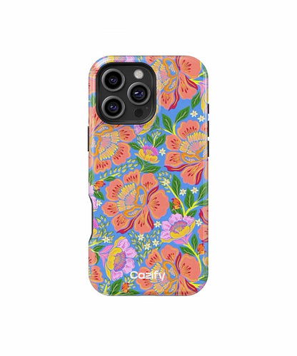 Vibrant Floral Fiesta on Blue iPhone case Case Cazify - Delivery Canada
