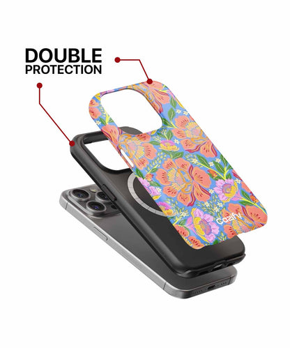 Vibrant Floral Fiesta on Blue iPhone case Case Cazify - Delivery Canada