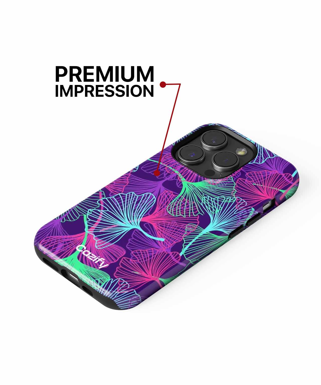 Vibrant Neon Ginkgo Leaf Pattern iPhone case Case Cazify - Delivery Canada