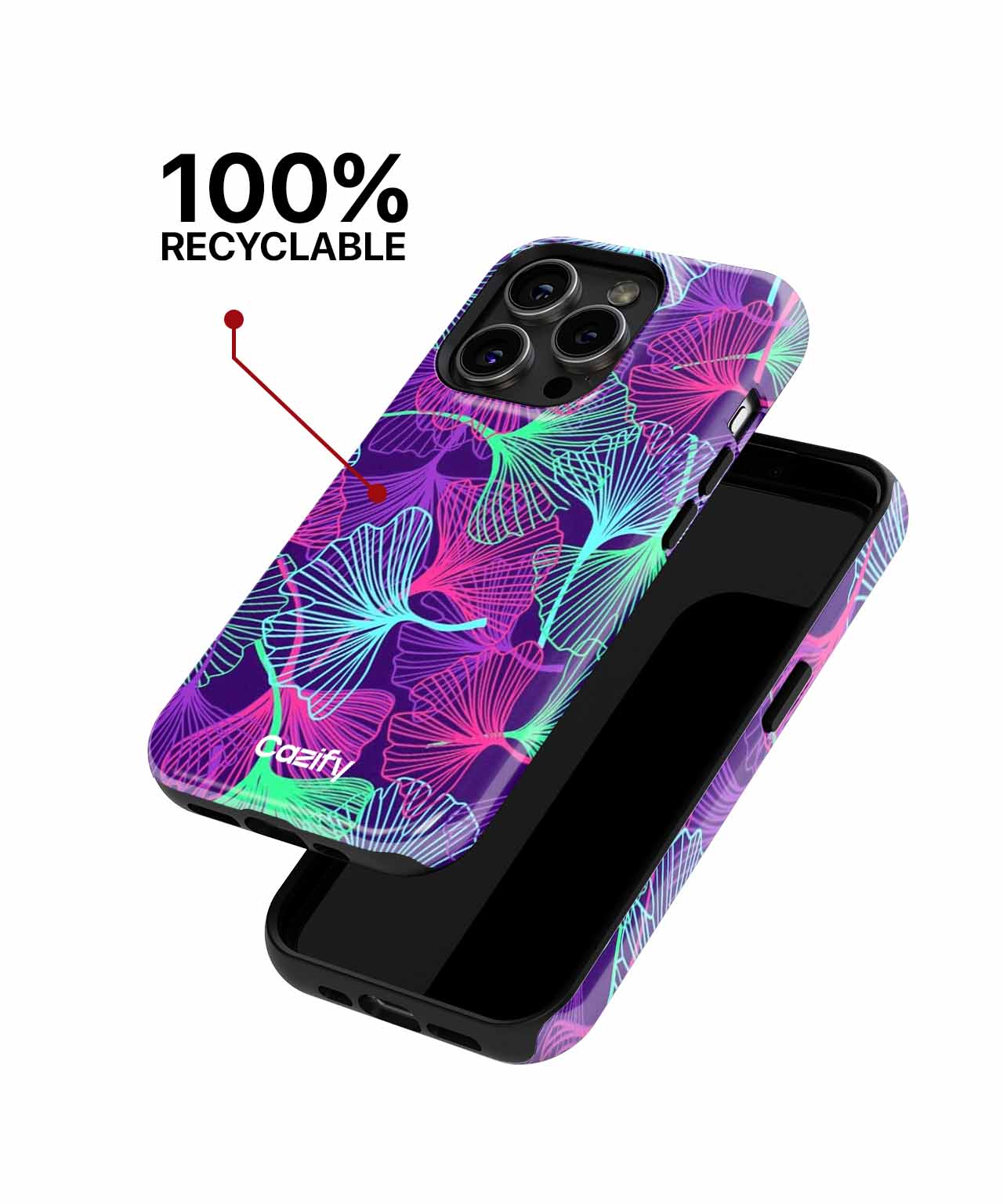 Vibrant Neon Ginkgo Leaf Pattern iPhone case Case Cazify - Delivery Canada