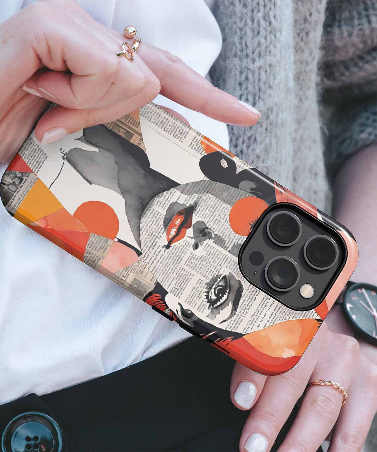 Vibrant Paper Collage Woman iPhone case Case Cazify - Delivery Canada