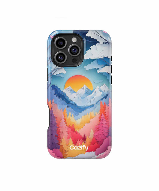 Vibrant Papercut Nature Scene iPhone case Case Cazify - Delivery Canada