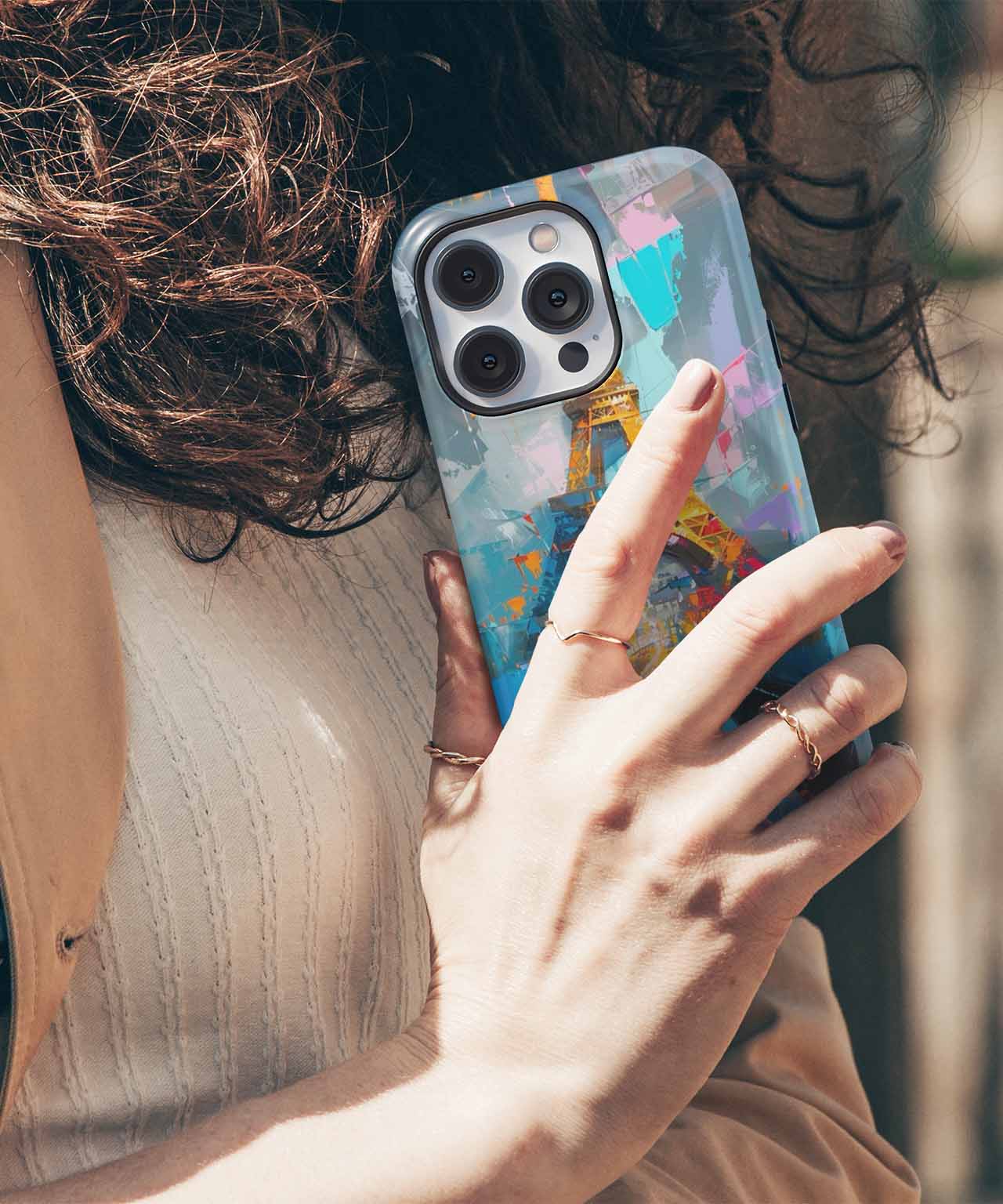 Vibrant Parisian Love Under Colorful Skies iPhone case Case Cazify - Delivery Canada