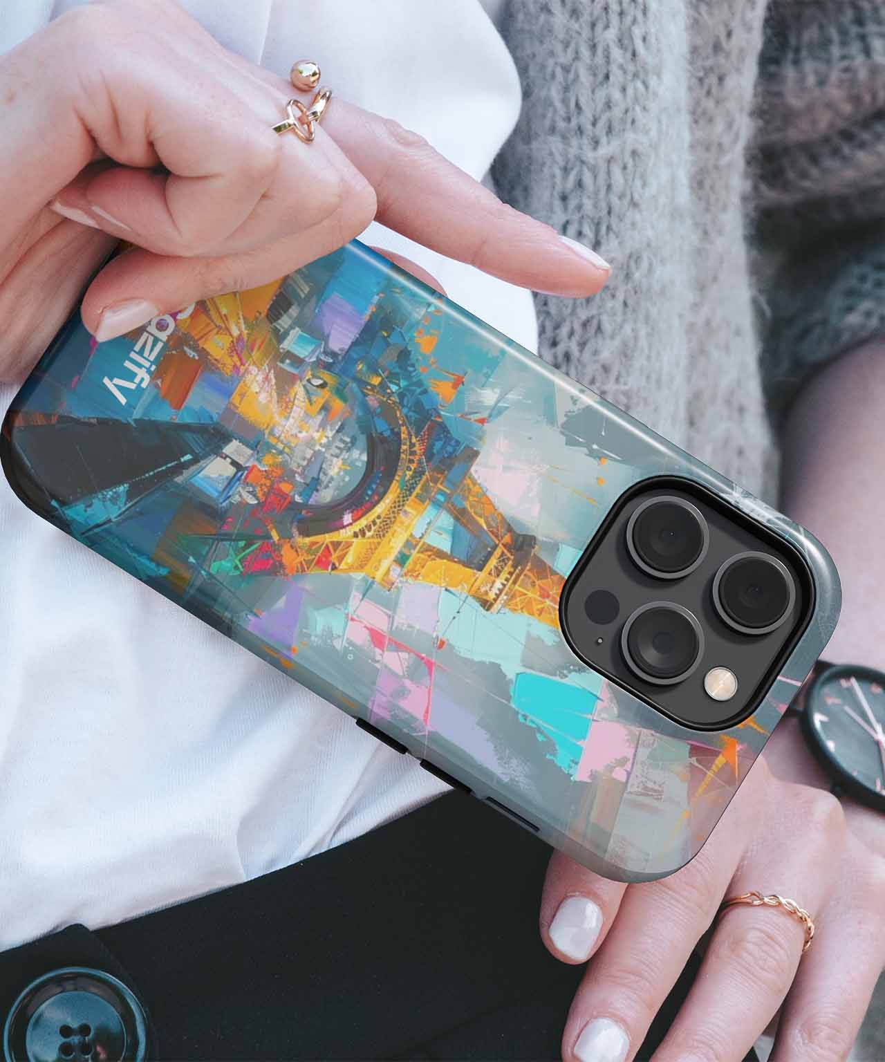 Vibrant Parisian Love Under Colorful Skies iPhone case Case Cazify - Delivery Canada