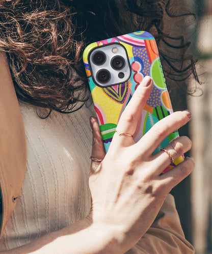 Vibrant Playful Colorful Abstract Shapes iPhone case Case Cazify - Delivery Canada