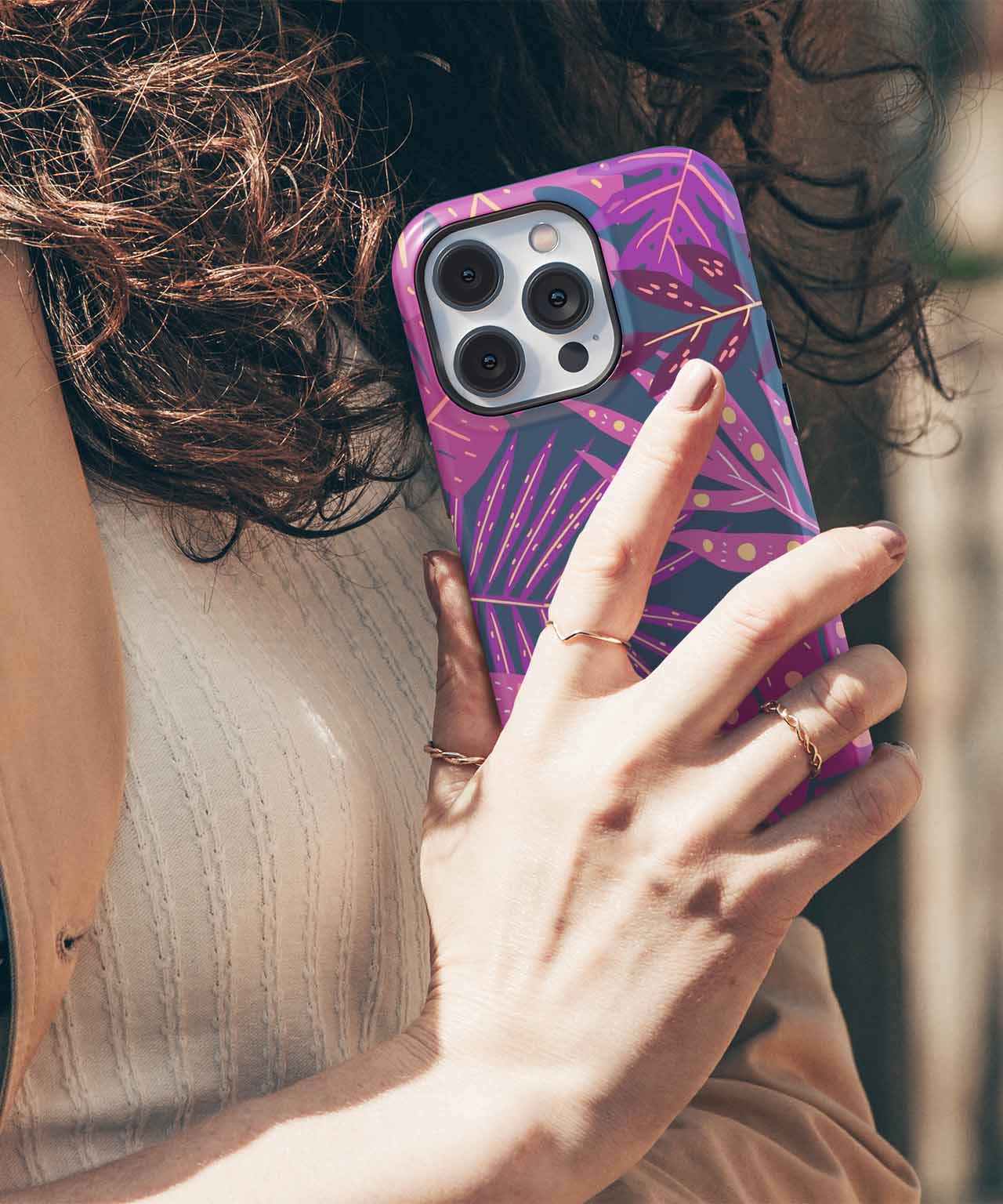 Vibrant Purple Jungle Leaf Party iPhone case Case Cazify - Delivery Canada