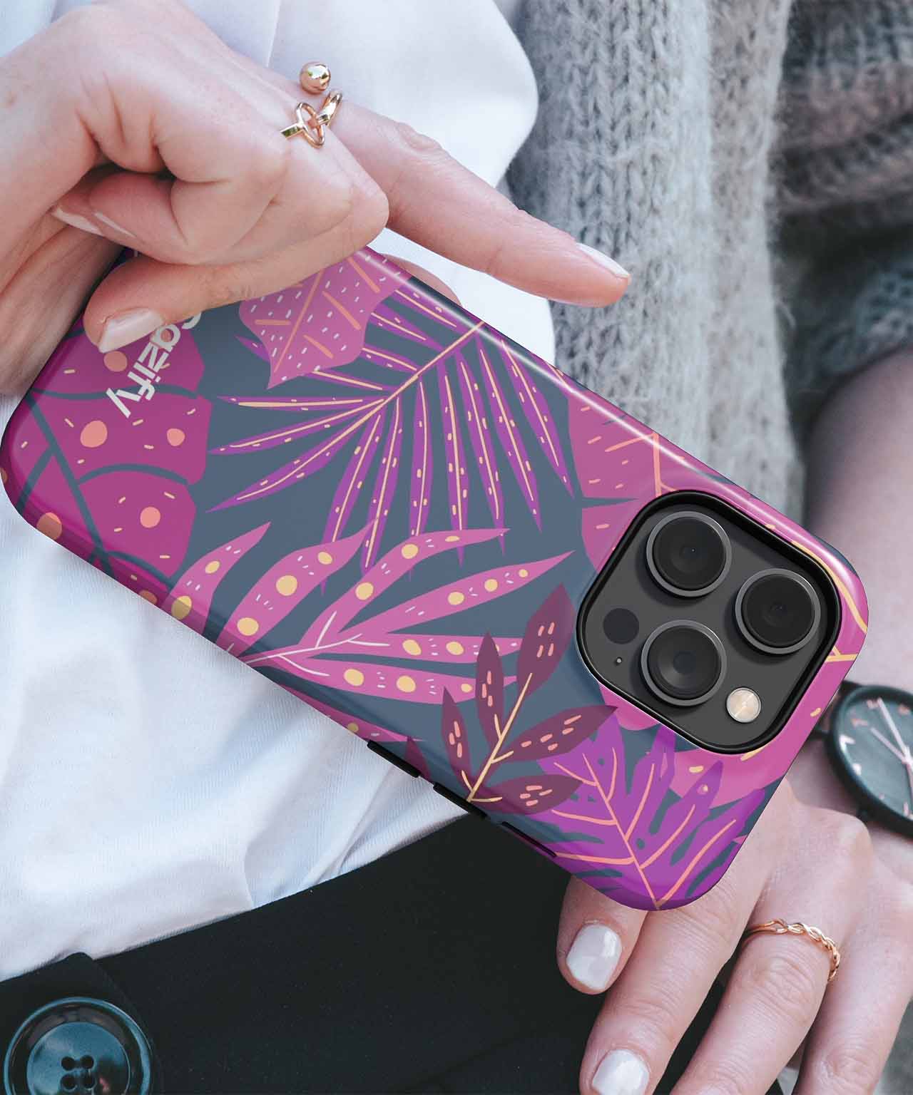 Vibrant Purple Jungle Leaf Party iPhone case Case Cazify - Delivery Canada
