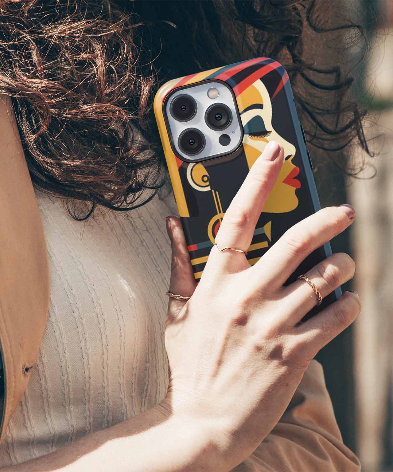 Vibrant Retro Chic Style Portrait iPhone case Case Cazify - Delivery Canada