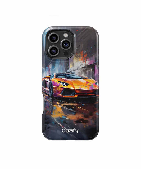 Vibrant Speed Machine in the Rain iPhone case Case Cazify - Delivery Canada