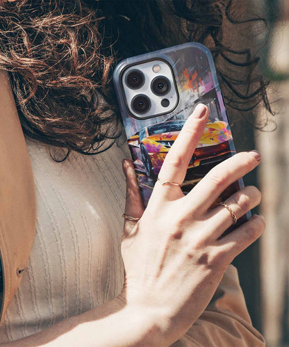 Vibrant Speed Machine in the Rain iPhone case Case Cazify - Delivery Canada