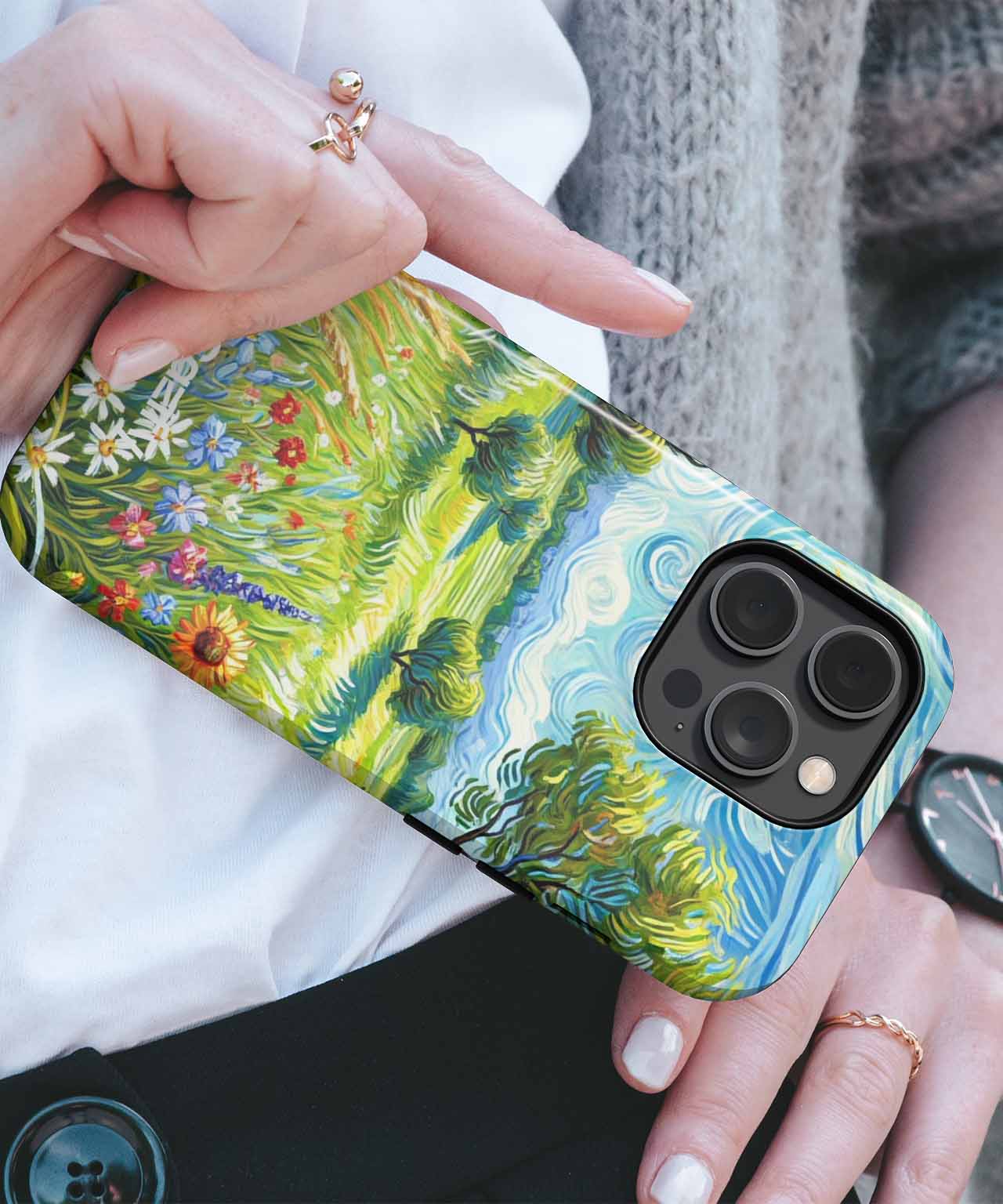 Vibrant Sunlit Meadow with Blooms iPhone case Case Cazify - Delivery Canada