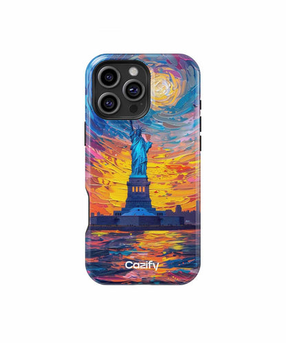 Vibrant Sunset Statue of Liberty iPhone case Case Cazify - Delivery Canada