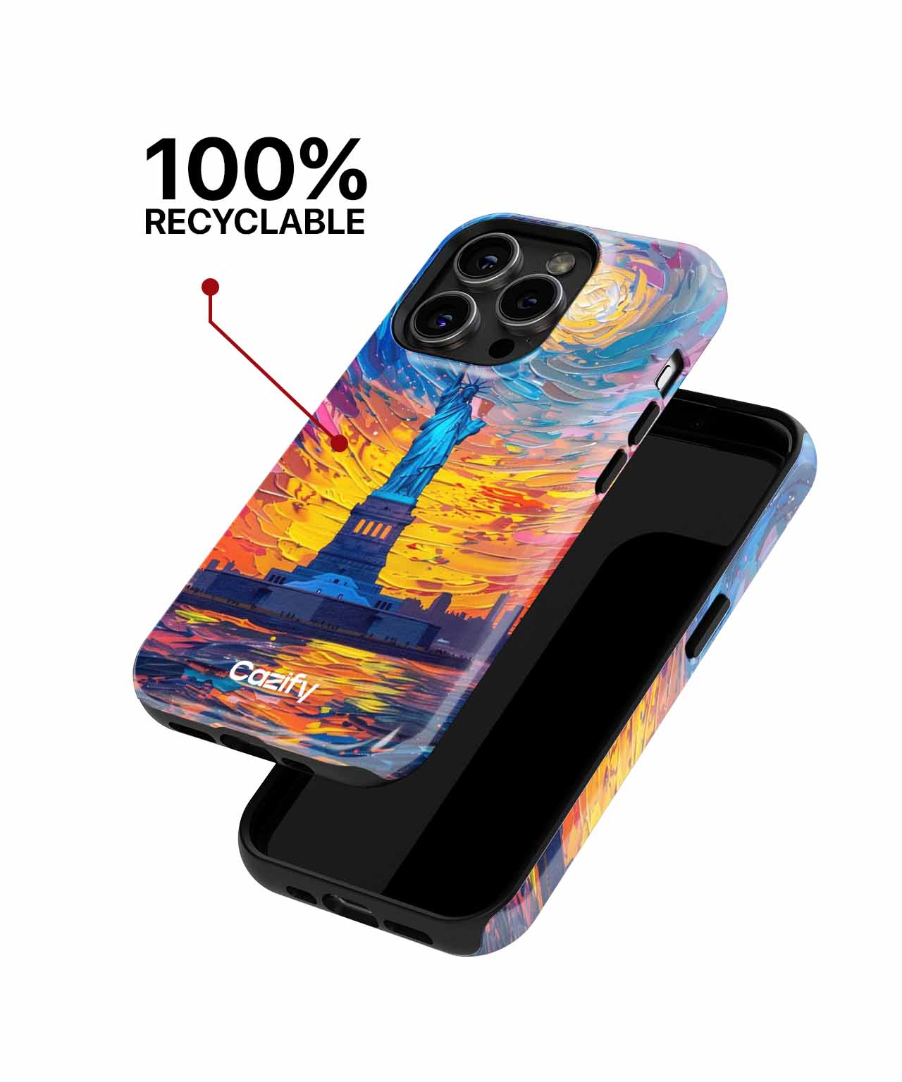 Vibrant Sunset Statue of Liberty iPhone case Case Cazify - Delivery Canada