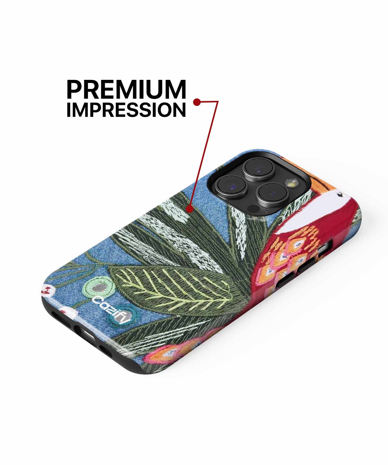 Vibrant Tropical Bird on Denim iPhone case Case Cazify - Delivery Canada