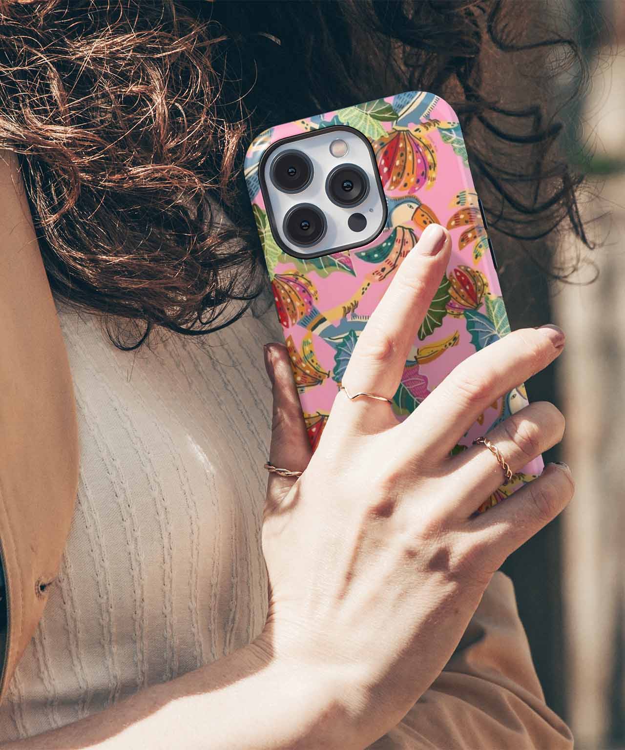 Vibrant Tropical Birds and Leaves iPhone case Case Cazify - Delivery Canada