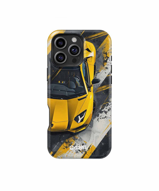 Vibrant Yellow Speed Machine in Action iPhone case Case Cazify - Delivery Canada