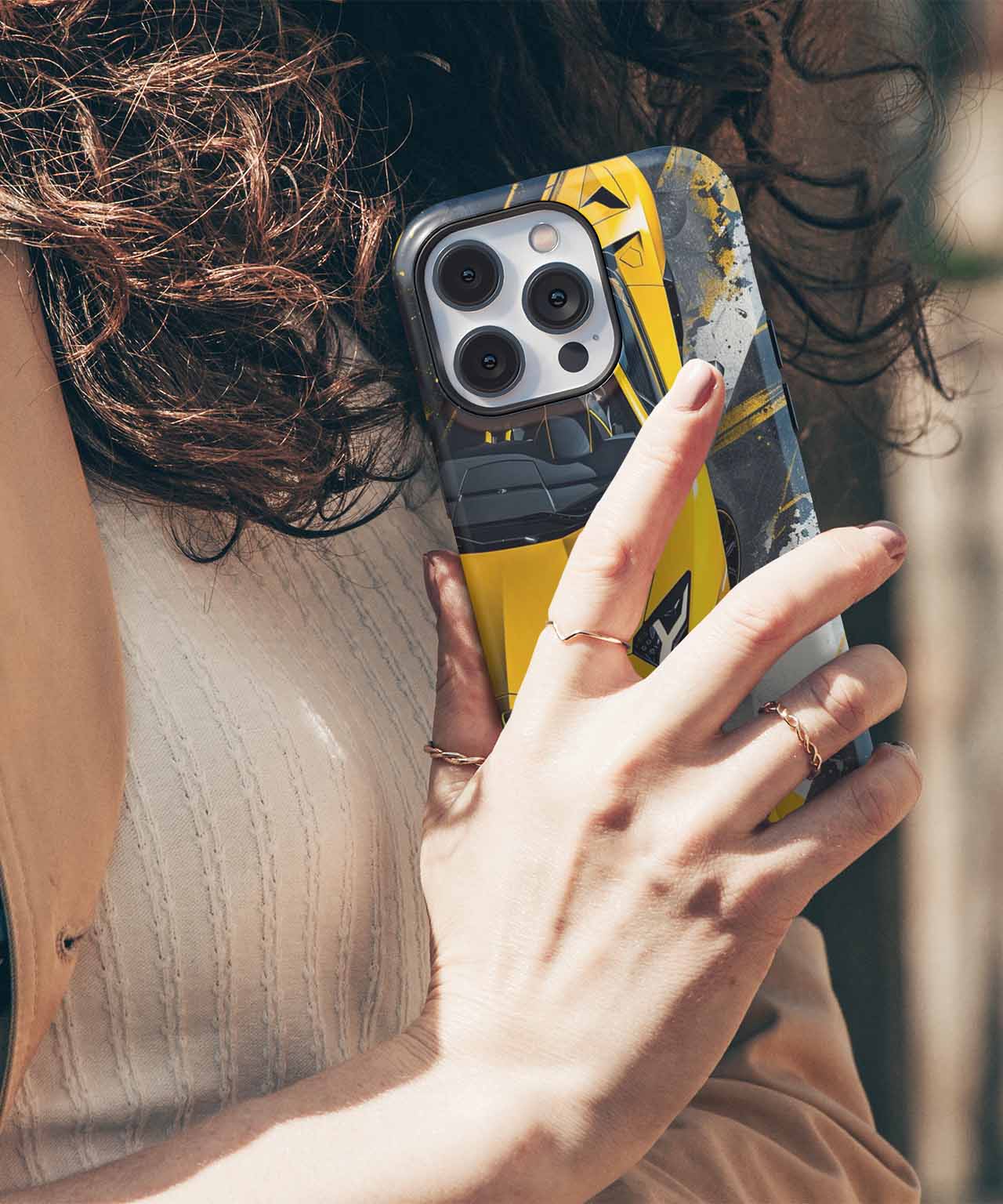 Vibrant Yellow Speed Machine in Action iPhone case Case Cazify - Delivery Canada