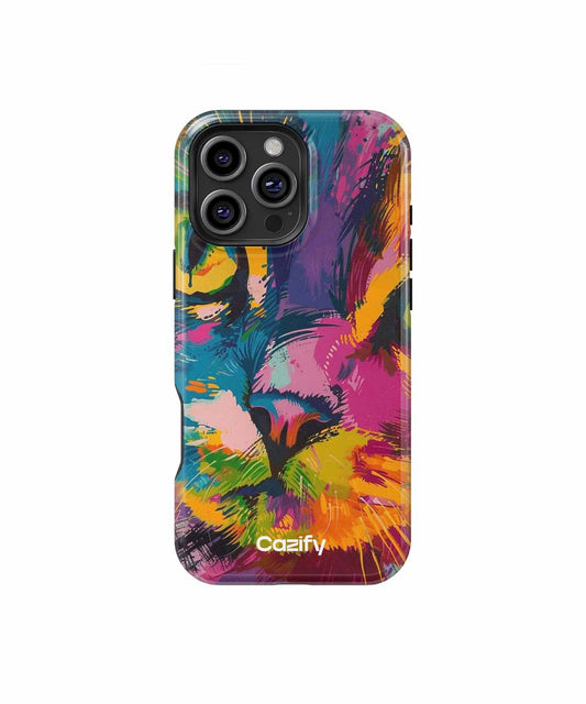 Vibrantly Colorful Whiskered Cat Delight iPhone case Case Cazify - Delivery Canada