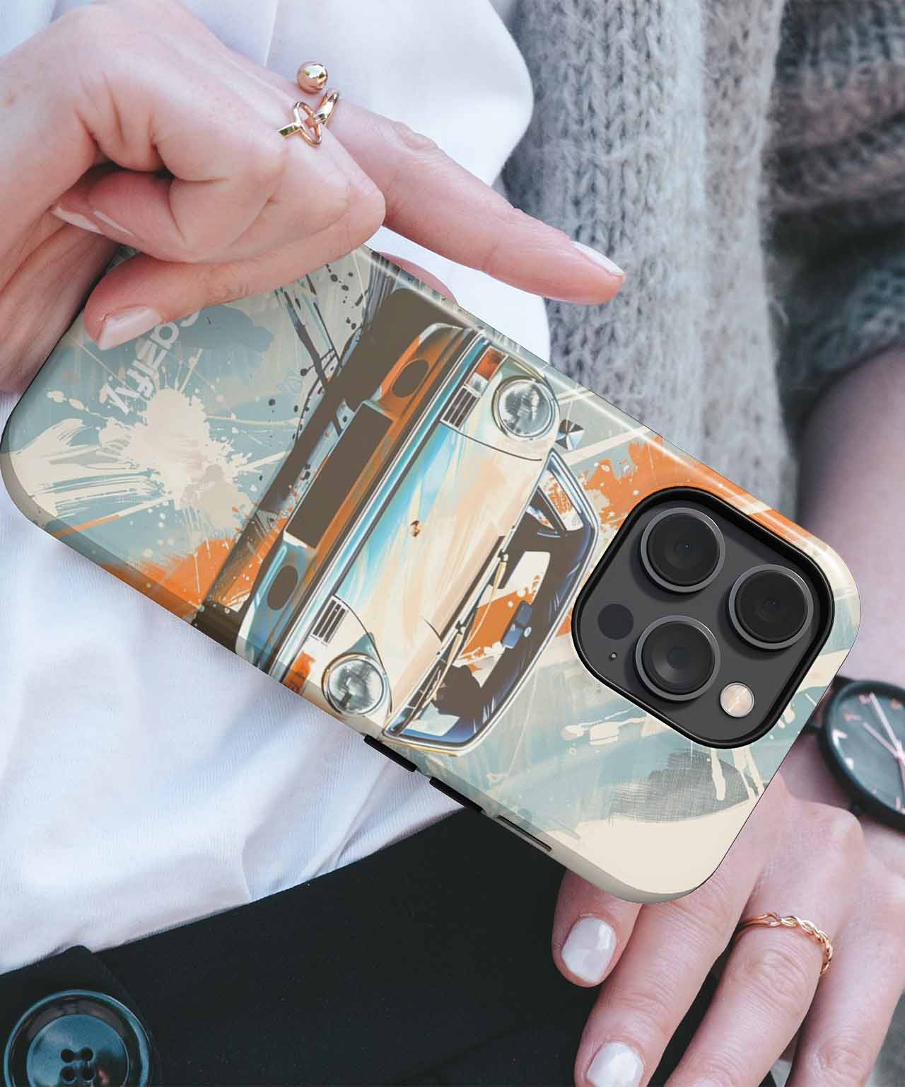Vintage Speedster in a Colorful Splash iPhone case Case Cazify - Delivery Canada