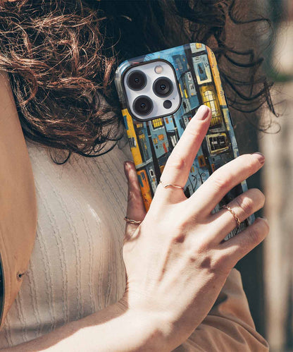 Wacky Cityscape with Quirky Characters iPhone case Case Cazify - Delivery Canada