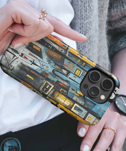 Wacky Cityscape with Quirky Characters iPhone case Case Cazify - Delivery Canada