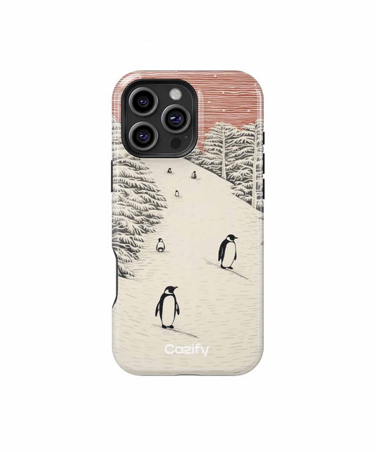 Waddling Penguins Against Snowy Backdrop iPhone case Case Cazify - Delivery Canada