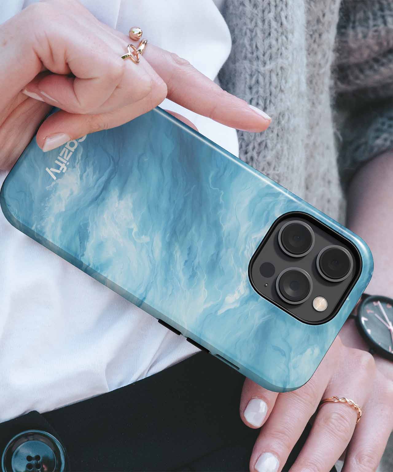 Waves of Aqua Serenity Blue iPhone case Case Cazify - Delivery Canada