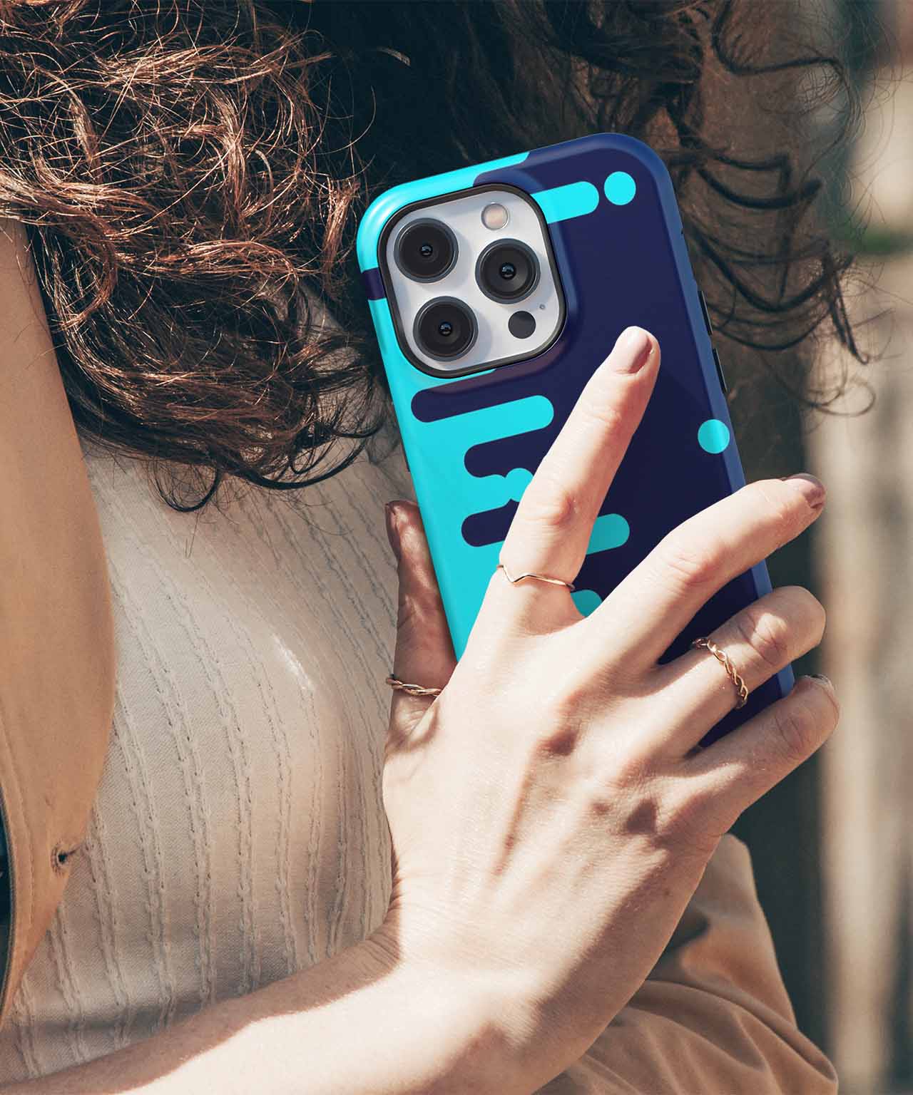 Wavy Blue and Black Fun Design iPhone case Case Cazify - Delivery Canada