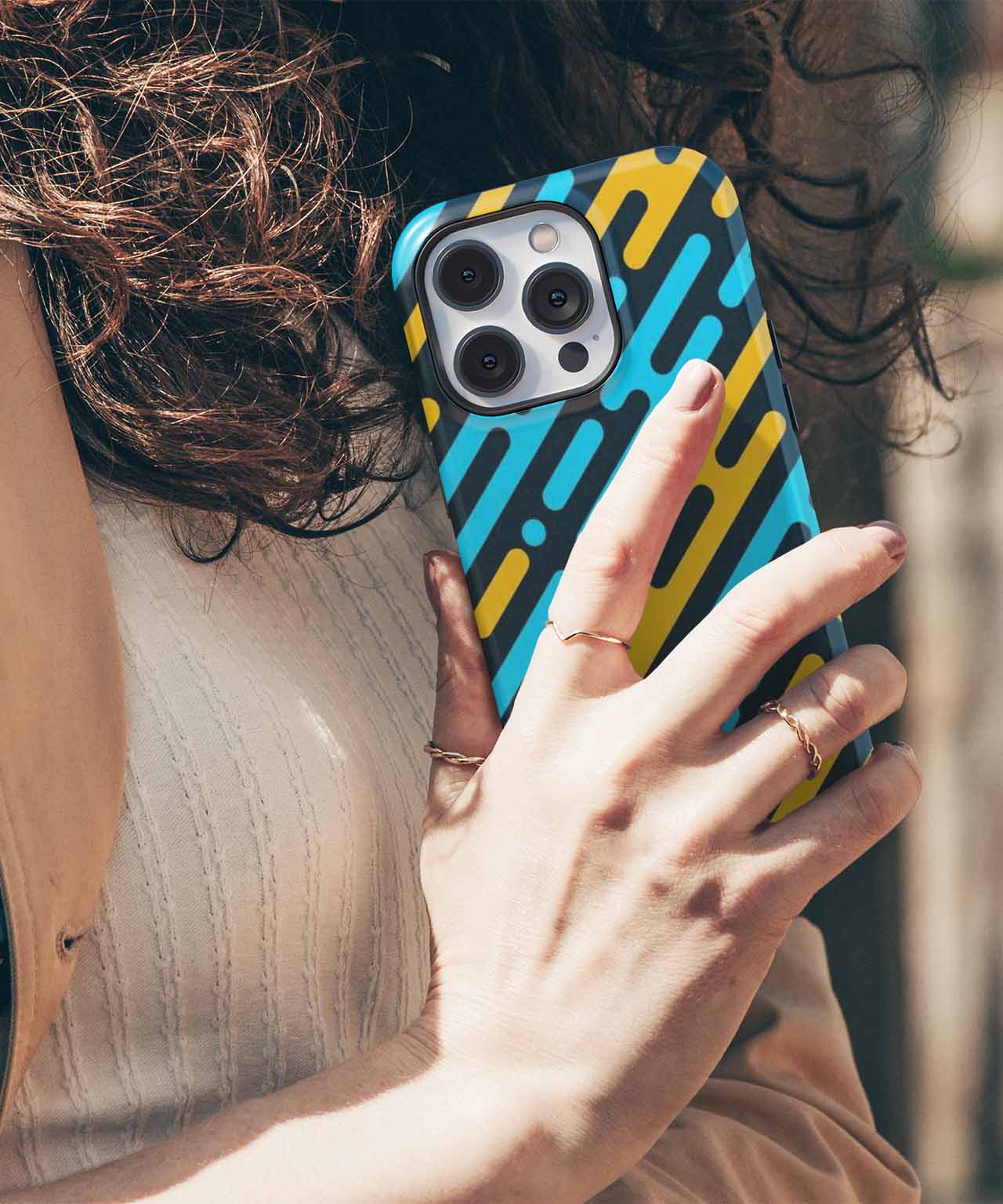 Wavy Blue and Yellow Fun Vibes iPhone case Case Cazify - Delivery Canada