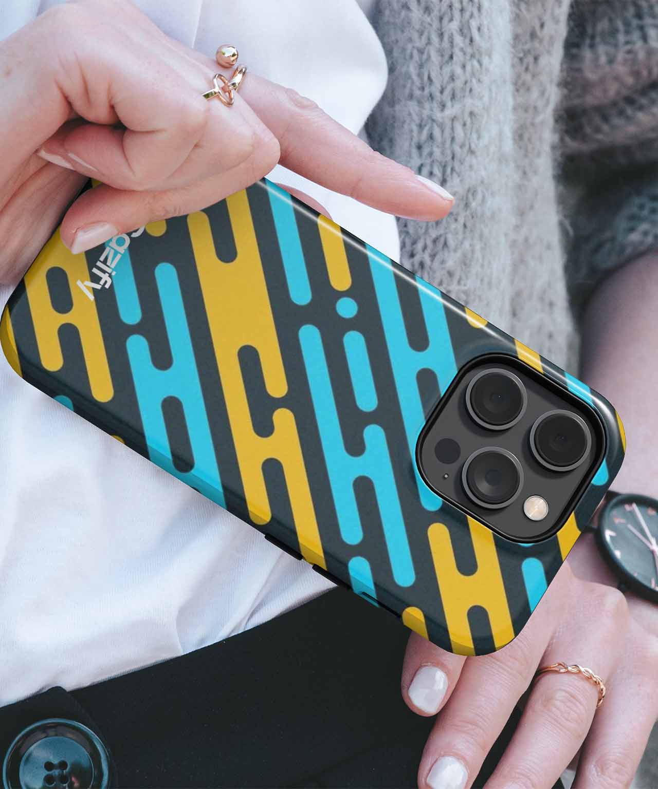 Wavy Blue and Yellow Fun Vibes iPhone case Case Cazify - Delivery Canada
